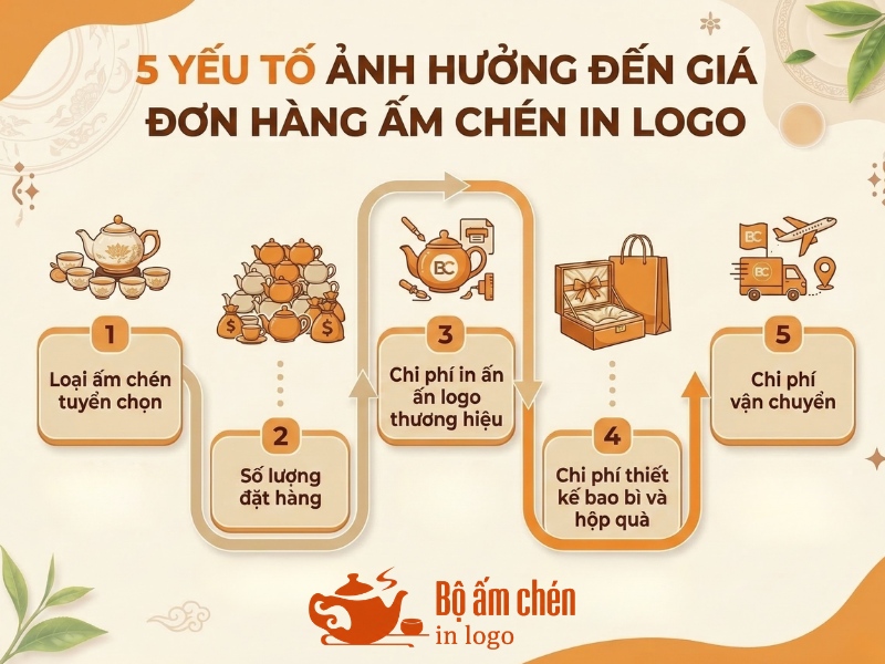 5 yếu tố ảnh hưởng đến giá đơn hàng ấm chén in logo