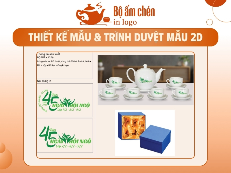 Dịch vụ tư vấn và thiết kế mẫu mockup 2d logo lên bộ ấm chén tại Kho Ấm Chén Quà Tặng
