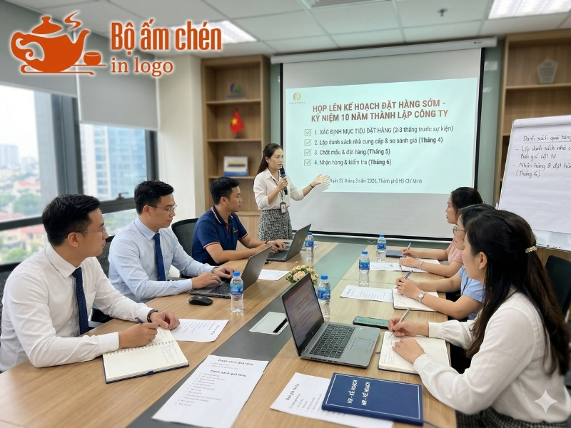 Lên kế hoạch đặt hàng sớm cho đơn hàng ấm chén in logo số lượng lớn làm quà kỷ niệm