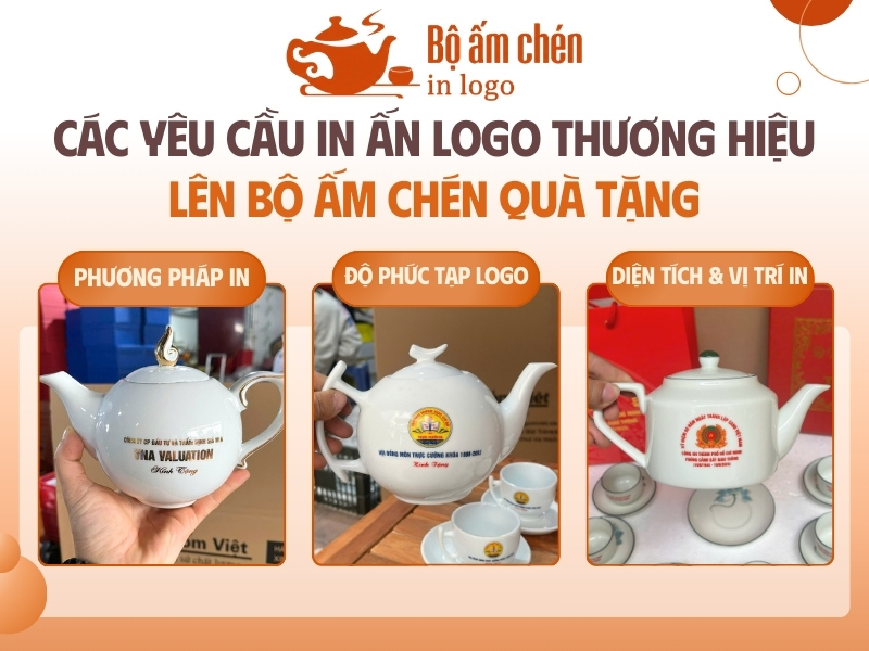 các yêu cầu in ấn logo tác động đến giá đơn hàng ấm chén in logo quà tặng