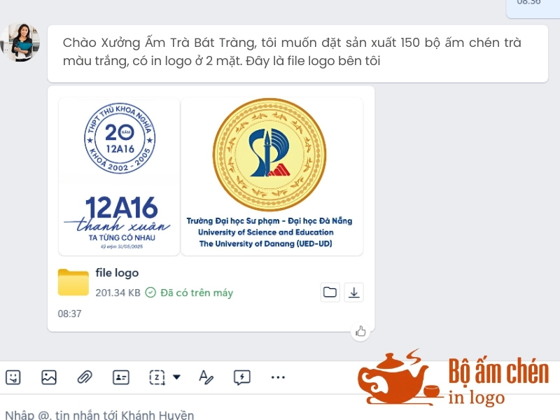 chuẩn bị file logo sắc nét để in ấn lên bộ ấm chén quà tặng