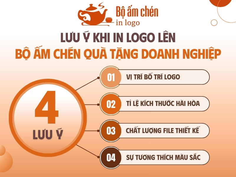 lưu ý khi in logo lên bộ ấm chén quà tặng