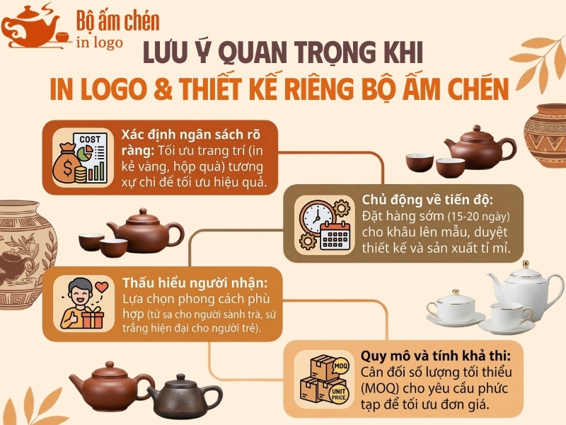 lưu ý quan trọng khi in logo và thiết kế riêng bộ ấm chén quà tặng doanh nghiệp